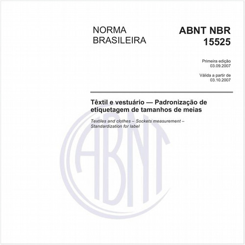 Têxtil e vestuário - Padronização de etiquetagem de tamanhos de meias