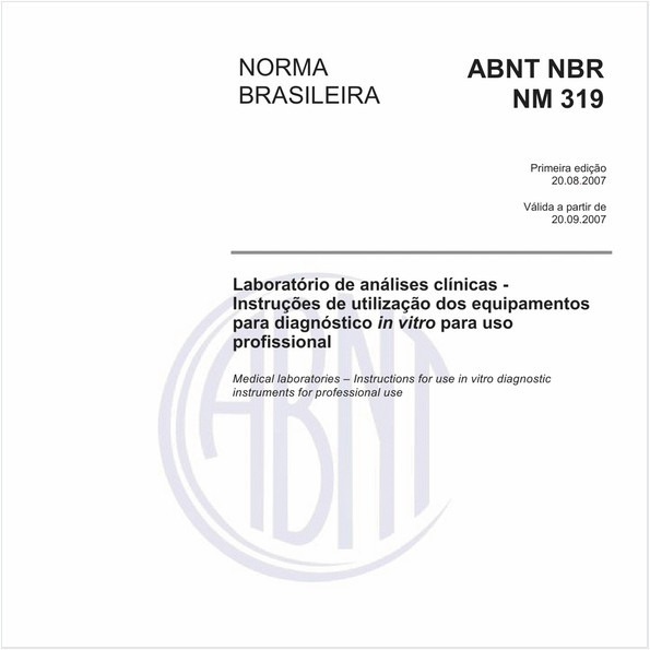 Laboratório de análises clínicas - Instruções de utilização dos equipamentos para diagnóstico in vitro para uso profissional