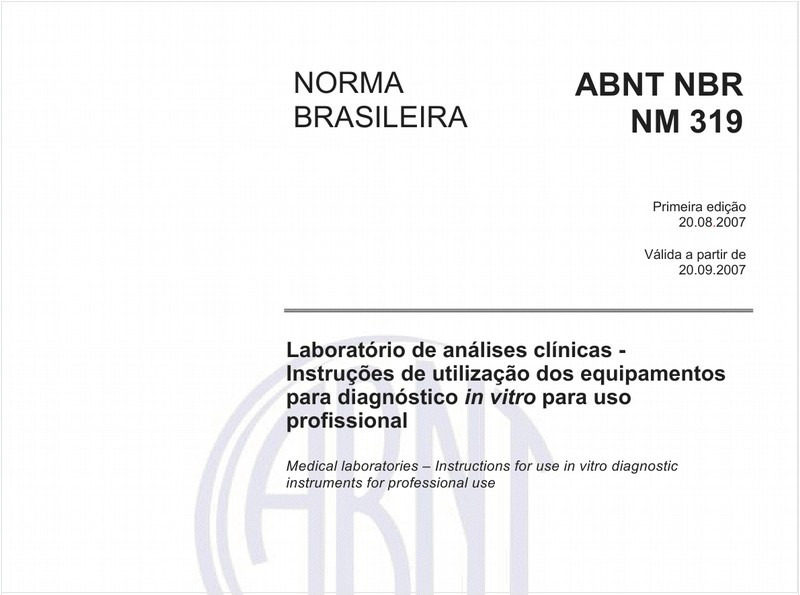 Laboratório de análises clínicas - Instruções de utilização dos equipamentos para diagnóstico in vitro para uso profissional