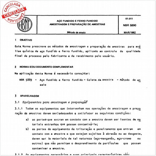 Aço fundido e ferro fundido - Amostragem e preparação de amostras