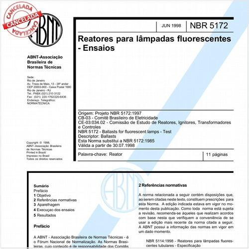 Reatores para lâmpadas fluorescentes - Ensaios