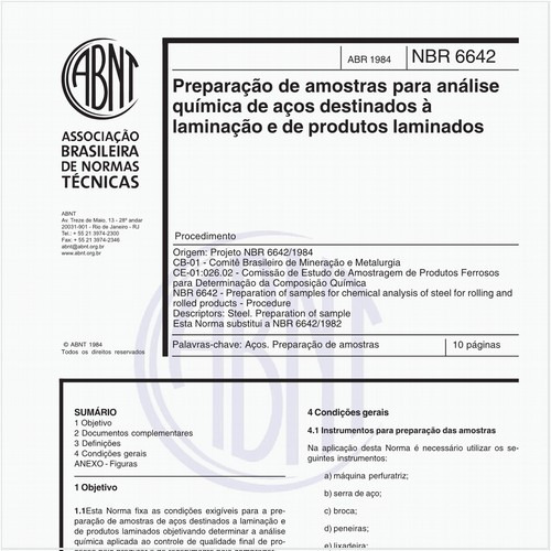 Preparação de amostras para análise química de aços destinados à laminação e de produtos laminados