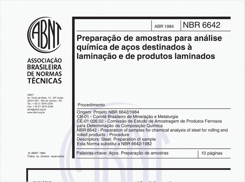 Preparação de amostras para análise química de aços destinados à laminação e de produtos laminados