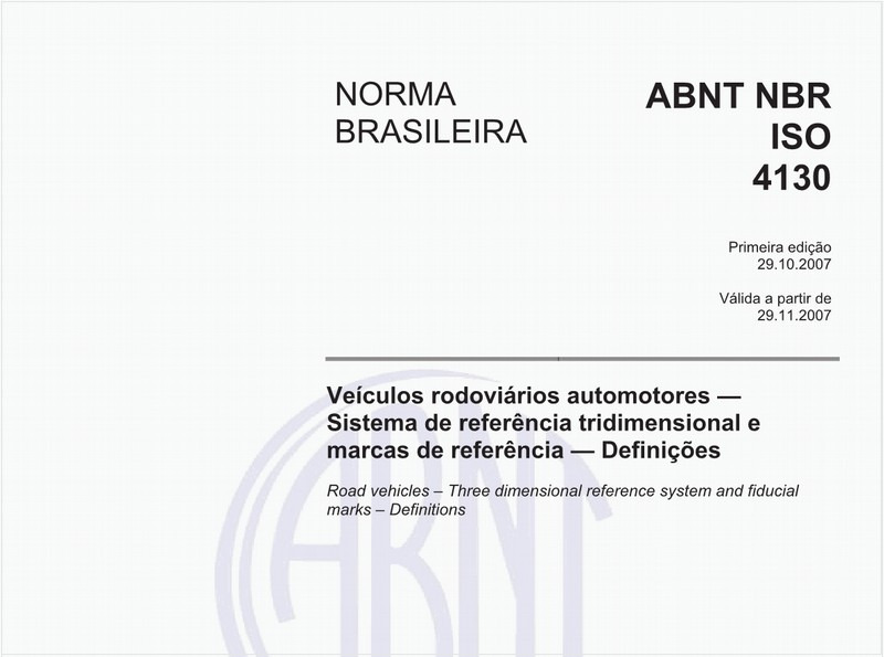 Veículos rodoviários automotores - Sistema de referência tridimensional e marcas de referência - Definições