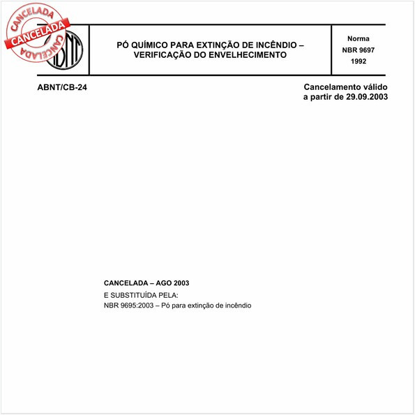 Pó para extinção de incêndio - Verificação do envelhecimento