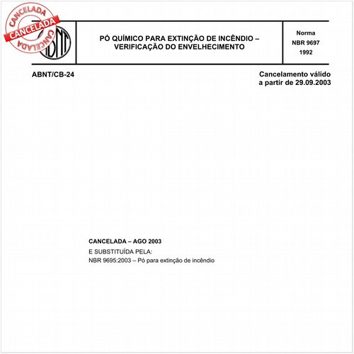 Pó para extinção de incêndio - Verificação do envelhecimento