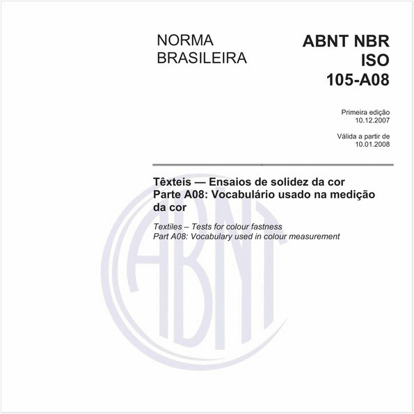 Têxteis - Ensaios de solidez da cor - Parte A08: Vocabulário usado na medição da cor