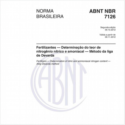 Fertilizantes — Determinação do teor de nitrogênio nítrico e amoniacal — Método da liga de Devarda