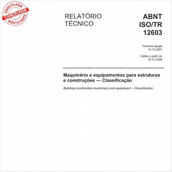 Maquinário e equipamentos para estruturas e construções - Classificação