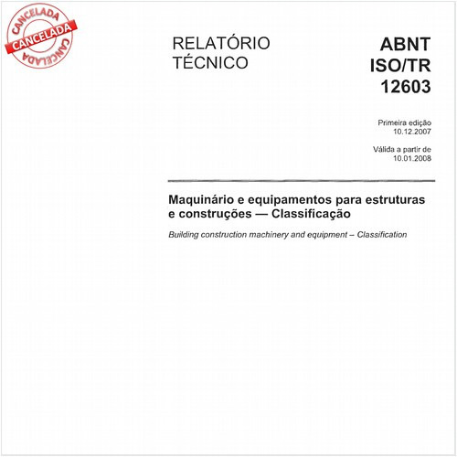 Maquinário e equipamentos para estruturas e construções - Classificação