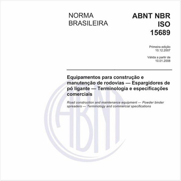 Equipamento para construção e manutenção de rodovias - Espargidores de pó ligante - Terminologia e especificações comerciais