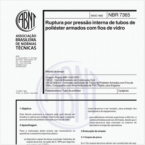 Ruptura por pressão interna de tubos de poliéster armados com fios de vidro