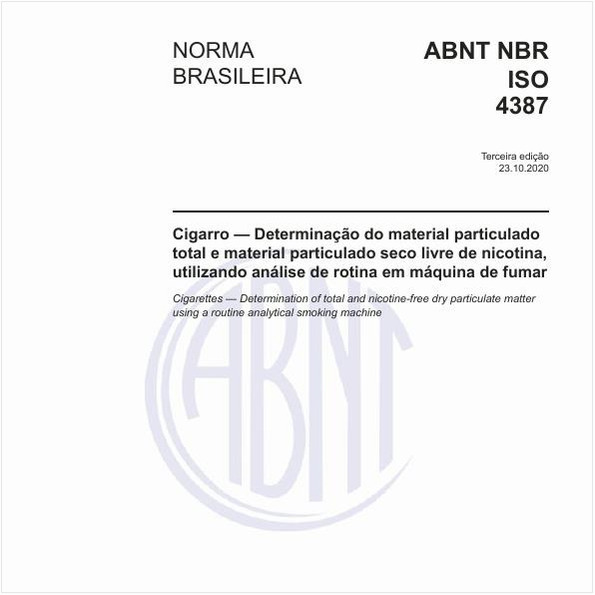 Cigarro — Determinação do material particulado total e material particulado seco livre de nicotina, utilizando análise de rotina em máquina de fumar