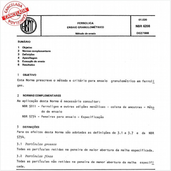 Ferroliga - Ensaio granulométrico