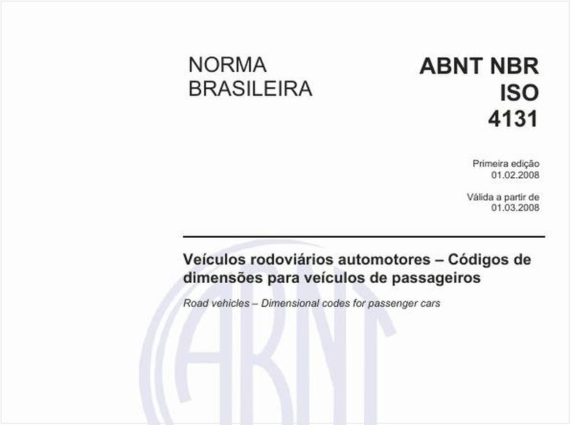 Veículos rodoviários automotores - Códigos de dimensões para veículos de passageiros