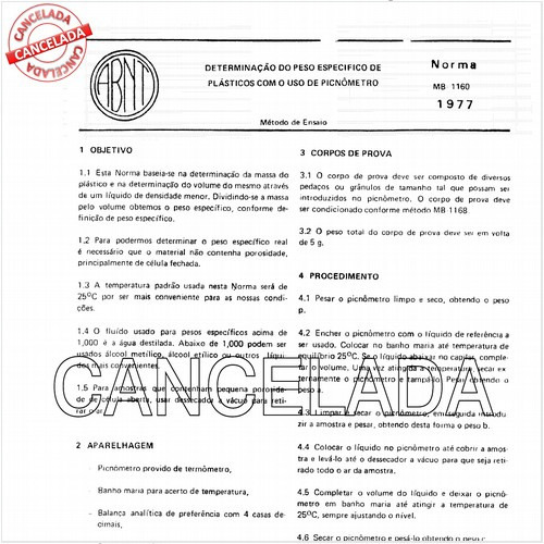 Determinação do peso específico de plásticos com o uso de picnômetro
