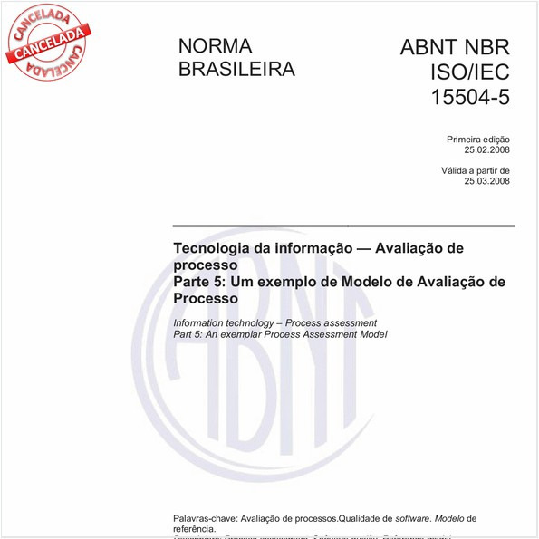 Tecnologia da informação - Avaliação de processo - Parte 5: Um exemplo de Modelo de Avaliação de Processo