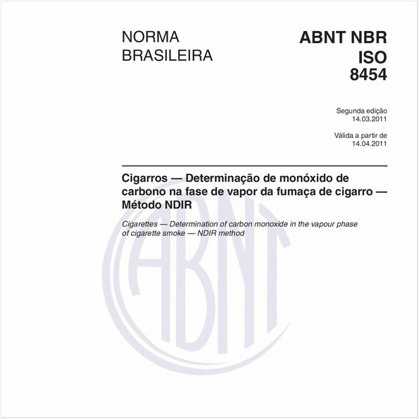 Cigarros - Determinação de monóxido de carbono na fase de vapor da fumaça de cigarro - Método NDIR
