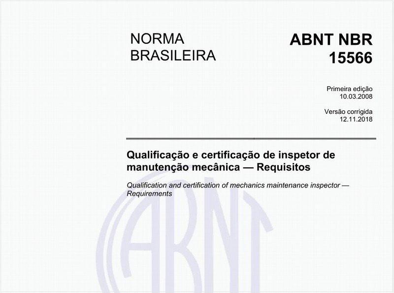Qualificação e certificação de inspetor de manutenção mecânica - Requisitos