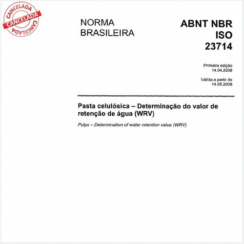 Pasta celulósica - Determinação do valor de retenção de água (WRV)