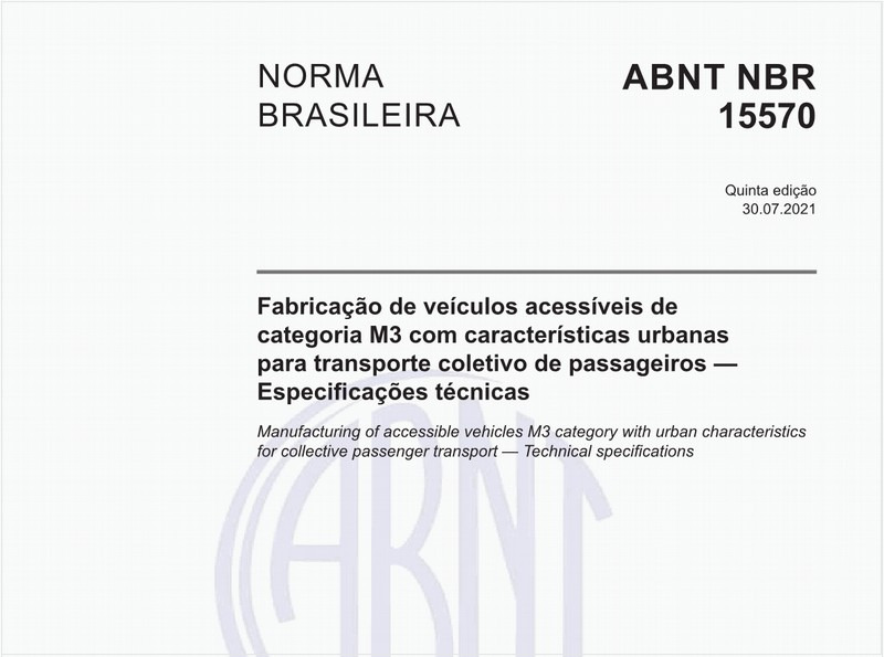 Fabricação de veículos acessíveis de categoria M3 com características urbanas para transporte coletivo de passageiros — Especificações técnicas