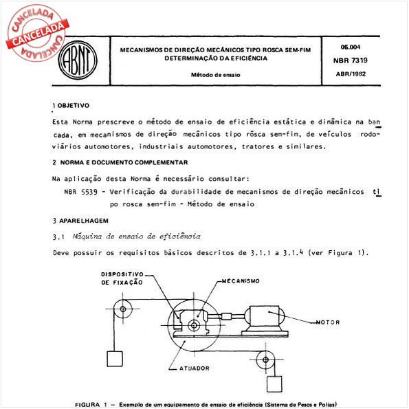 Mecanismos de direção mecânicos tipo rosca sem-fim - Determinação da eficiência