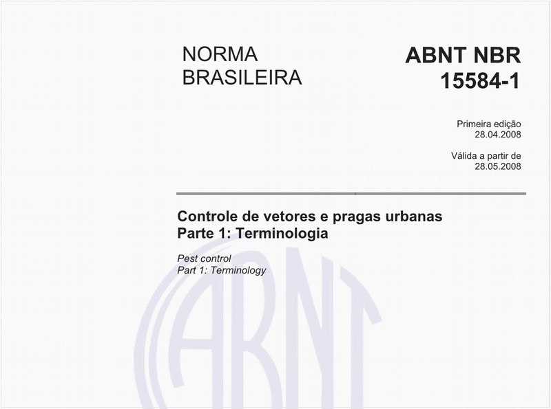Controle de vetores e pragas urbanas - Parte 1: Terminologia