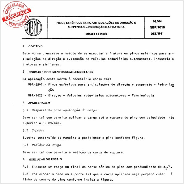 Pinos esféricos para articulações de direção e suspensão - Execução da fratura