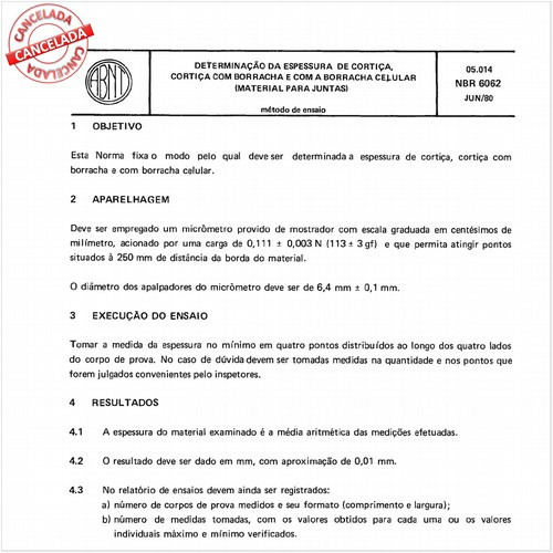 Determinação da espessura de cortiça, cortiça com borracha e com borracha celular - Material para juntas