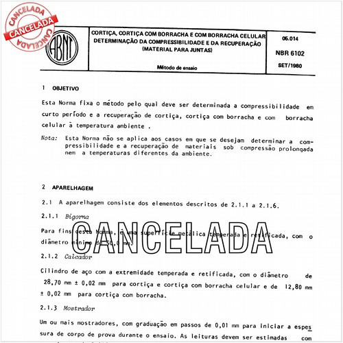 Cortiça, cortiça com borracha e com borracha celular - Determinação da compressibilidade e da recuperação - Material para juntas