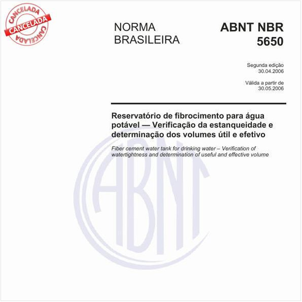 Reservatório de fibrocimento para água potável - Verificação da estanqueidade e determinação dos volumes útil e efetivo