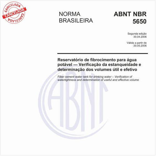 Reservatório de fibrocimento para água potável - Verificação da estanqueidade e determinação dos volumes útil e efetivo