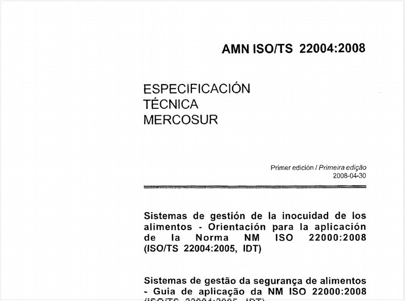 Sistemas de gestão da segurança de alimentos - Guia de aplicação da NM ISO 22000:2008 (ISO/TS 22004:2005, IDT)