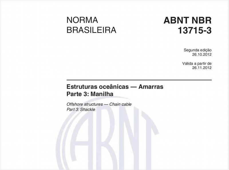 Estruturas oceânicas — Amarras - Parte 3: Manilha