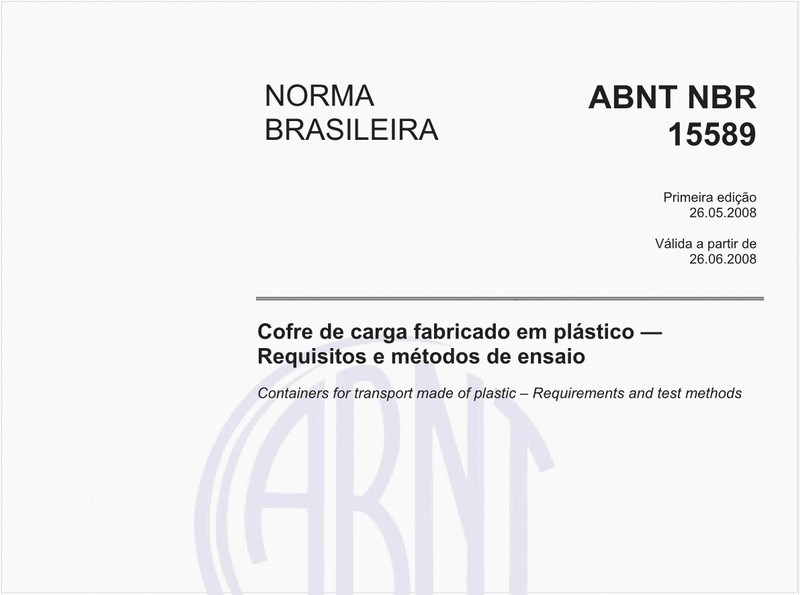 Cofre de carga fabricado em plástico - Requisitos e métodos de ensaio