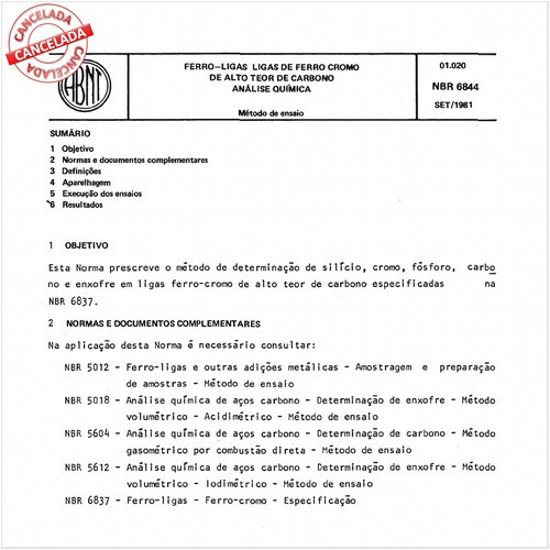 Ferroligas e ligas de ferrocromo de alto teor de carbono - Análise química