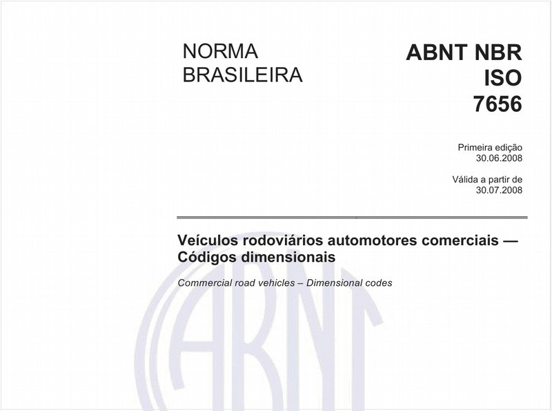 Veículos rodoviários automotores comerciais - Códigos dimensionais