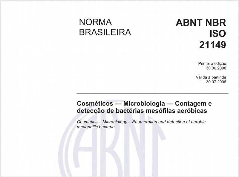 Cosméticos - Microbiologia - Contagem e detecção de bactérias mesófilas aeróbicas