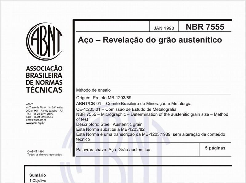 Aço - Revelação do grão austenítico