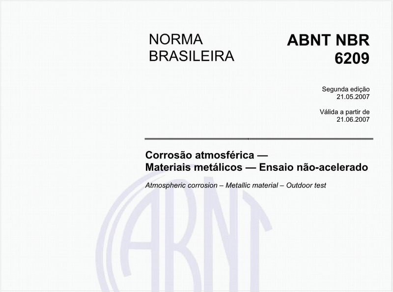 Corrosão atmosférica - Materiais metálicos - Ensaio não-acelerado