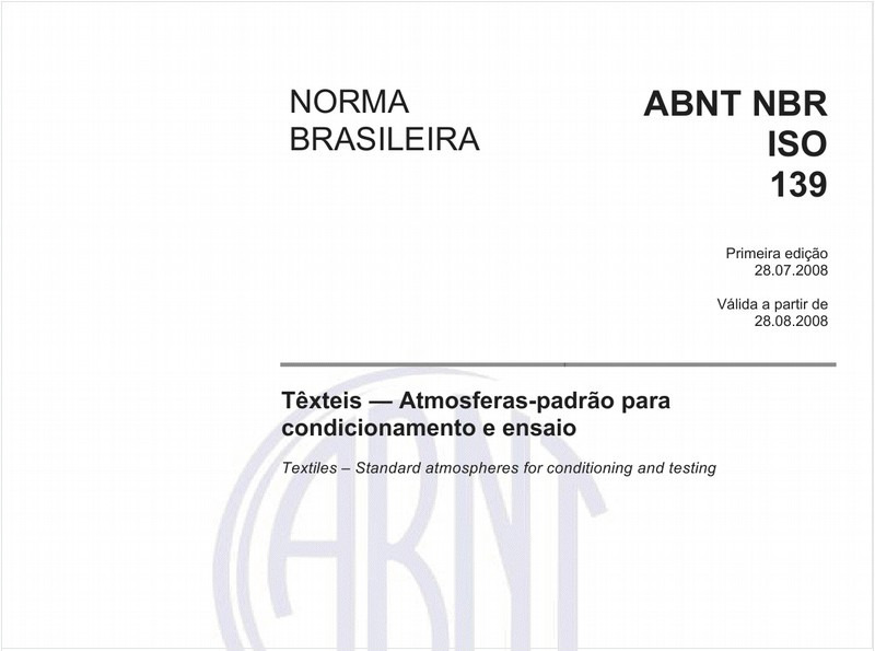Têxteis - Atmosferas-padrão para condicionamento e ensaio