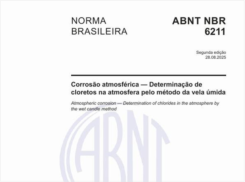 Corrosão atmosférica — Determinação de cloretos na atmosfera pelo método da vela úmida