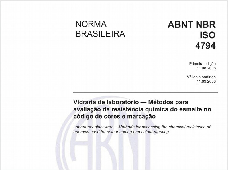 Vidraria de laboratório - Método para avaliação da resistência química de esmalte no código de cores e marcação