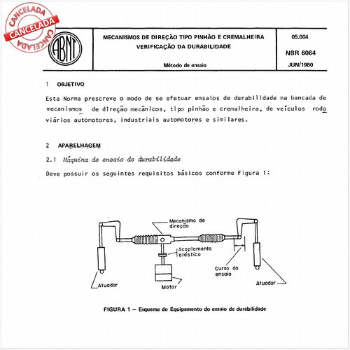 Mecanismos de direção mecânicos tipo pinhão e cremalheira - Verificação da durabilidade