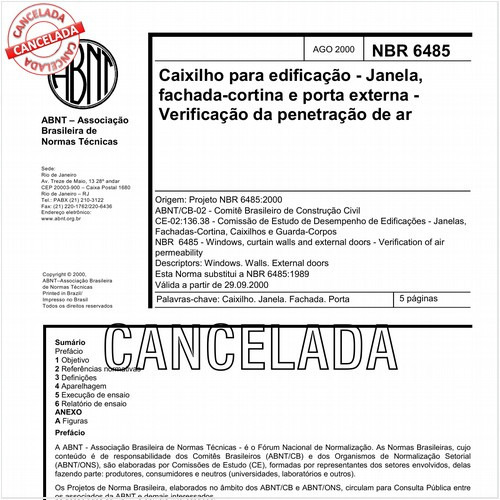 Caixilho para edificação - Janela, fachada-cortina e porta externa - Verificação da penetração de ar