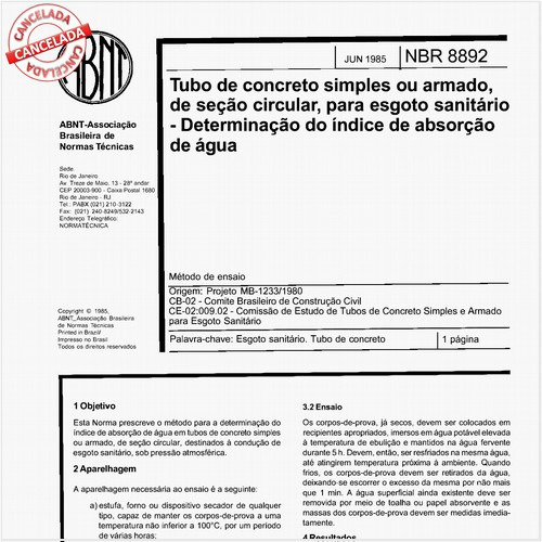 Tubo de concreto simples ou armado, de seção circular, para esgoto sanitário - Determinação do índice de absorção de água