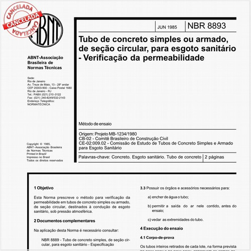 Tubo de concreto simples ou armado, de seção circular, para esgoto sanitário - Verificação da permeabilidade
