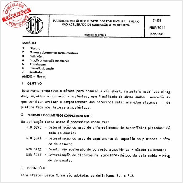 Materiais metálicos revestidos por pintura - Ensaio não acelerado de corrosão atmosférica