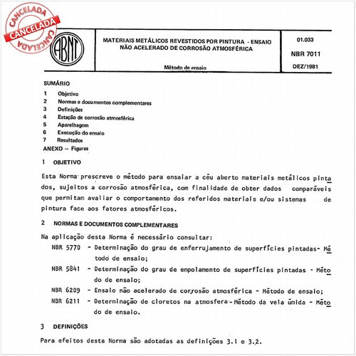 Materiais metálicos revestidos por pintura - Ensaio não acelerado de corrosão atmosférica