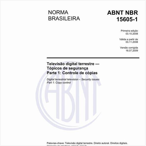 Televisão digital terrestre - Tópicos de Segurança - Parte 1: Controle de cópias